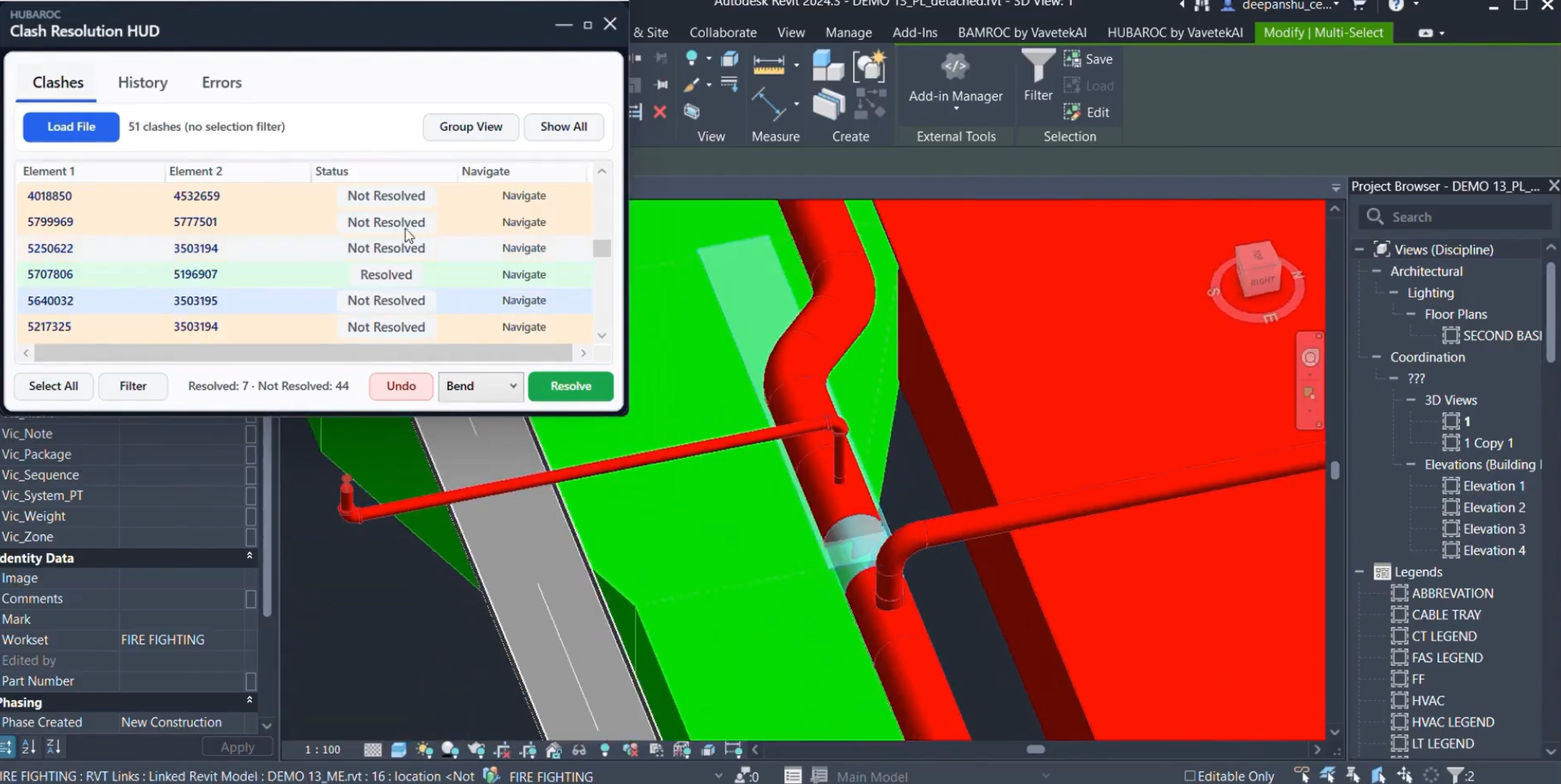 HUBAROC Clash Resolution HUD Revit környezetben